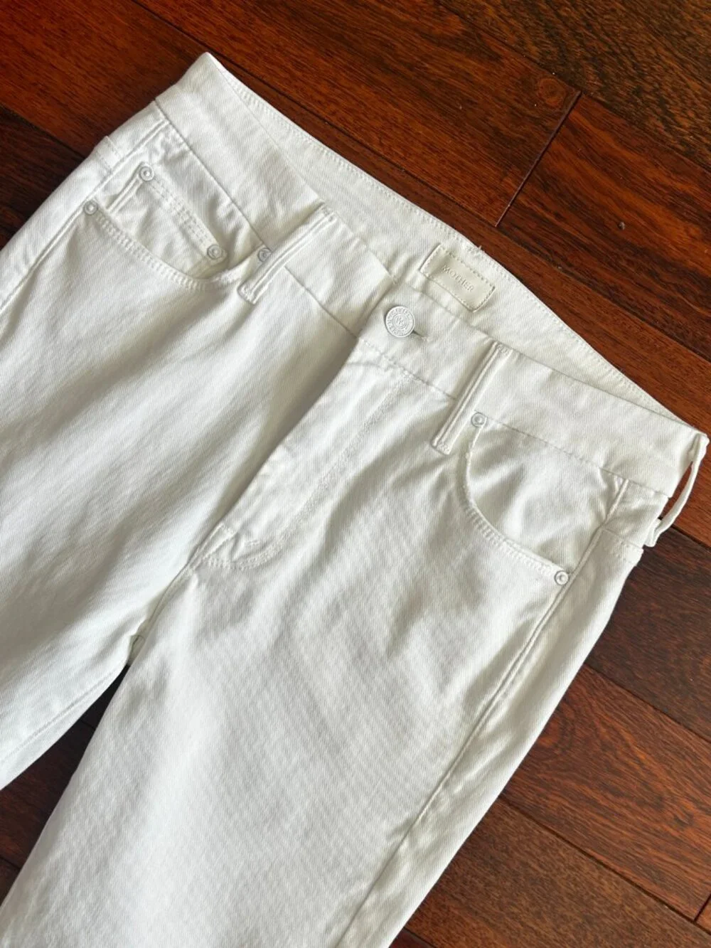 MOTHER The Looker Ankle Fray High Waisted Skinny Jeans in White Size 26 - Picture 2 of 9